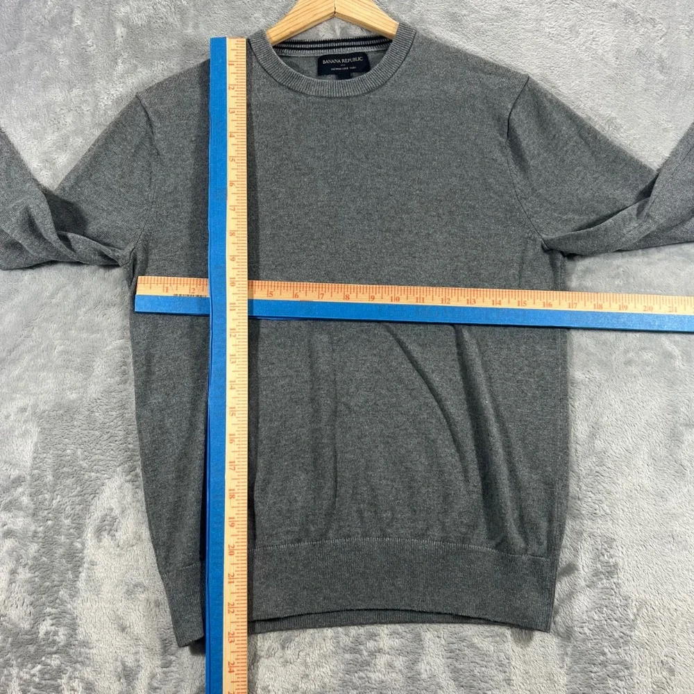 BANANA REPUBLIC Crewneck Sweater Mens XS‎ Grey Silk Cashmere Blend 710045-02